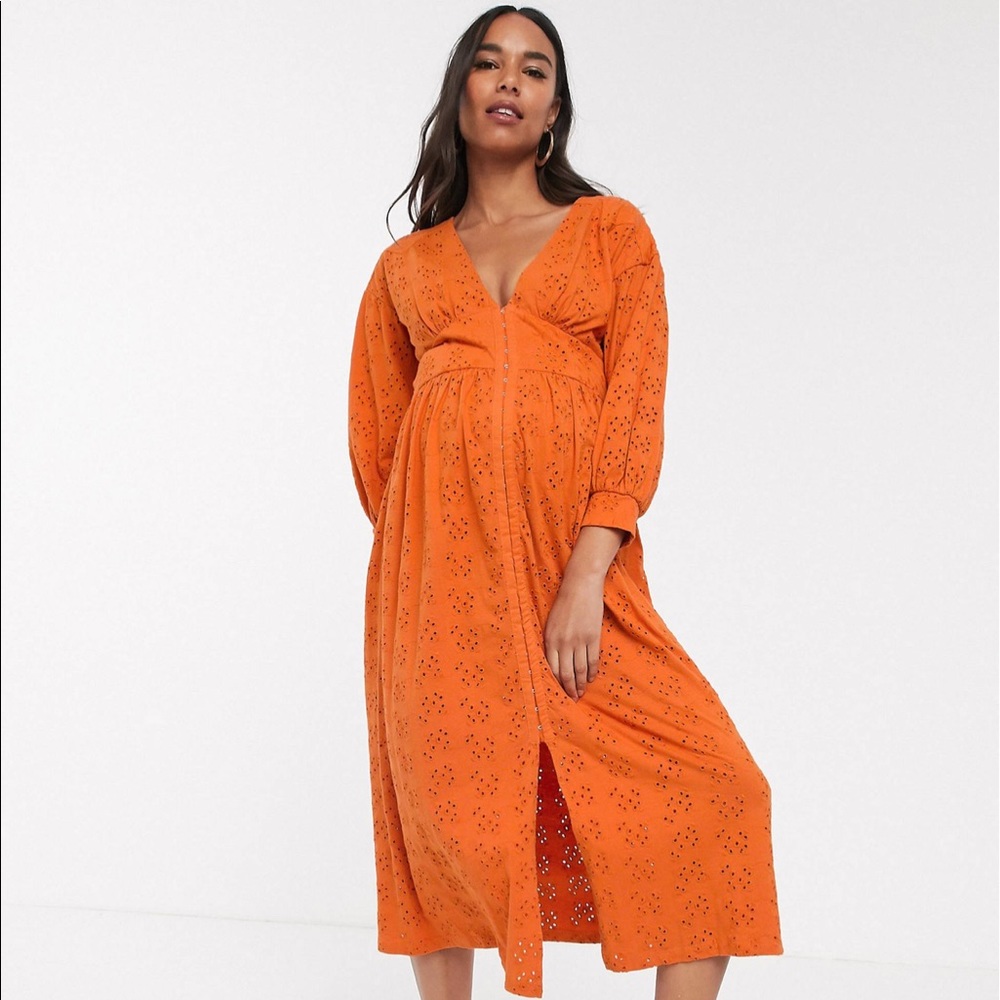 NWT ASOS Long Sleeve Flowy Maternity Pregnancy Photoshoot Dress 14